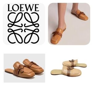 Loewe GATE FLAT MULES, Low Heel Leather Warm Desert Women's Ital EU 38/7.5 US